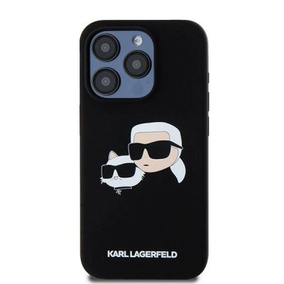 3. Karl Lagerfeld Silikon Karl&Choupette MagSafe Hülle für iPhone 15 Pro – Schwarz