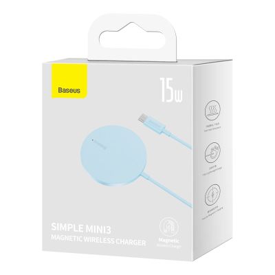 5. Baseus Simple Mini3 magnetisches Ladegerät MagSafe Qi 15W blau