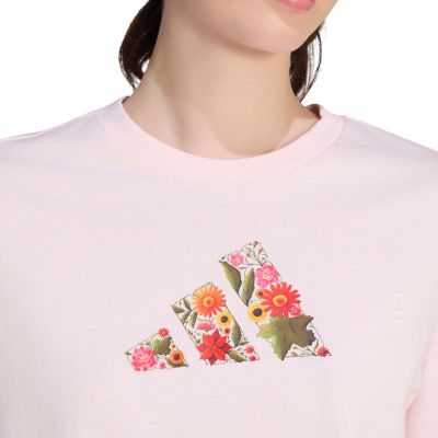 4. adidas Damen-T-Shirt mit Blumenmuster, hellrosa, KT2765