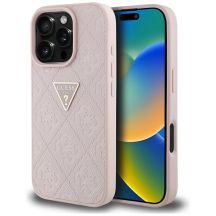 Guess Hot Stamp 4G Pattern Triangle Metal Logo iPhone 16 Pro Hülle - Rosa