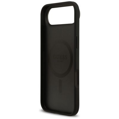 7. Guess Grained Flowers Classic Logo MagSafe Hülle für iPhone Air - Schwarz