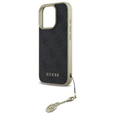 6. Guess 4G Charms Collection Hülle für iPhone 16 Pro – Schwarz