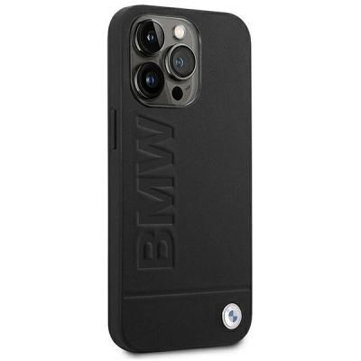 4. BMW Lederhülle mit Stempel für iPhone 14 Pro – Schwarz
