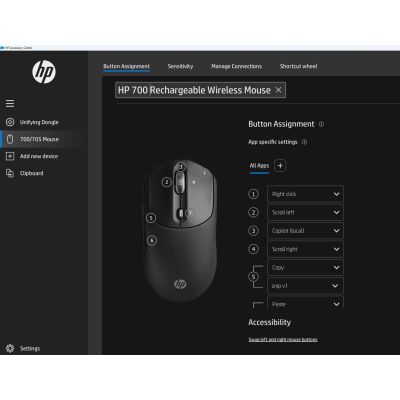 15. HP 700 Akku-Maus Schwarz, kabellos mit Batterie, schwarz, AZ7B0AA