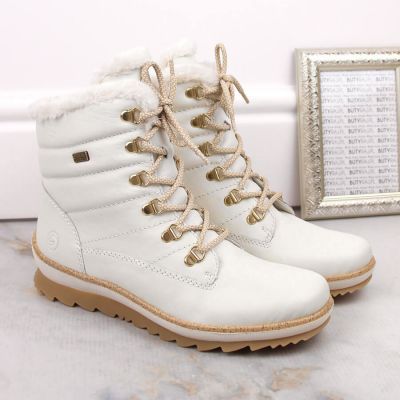 6. Remonte W RKR629 Wollgefütterte wasserdichte Lederstiefeletten, weiß