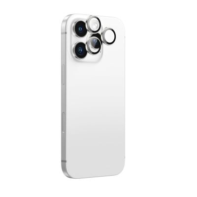 AmazingThing AR Aluminium 3-Linsen-Glas mit Kameralinsenrahmen für iPhone 16 Pro / 16 Pro Max - Silber