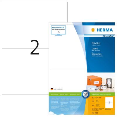 HERMA 4628 Selbstklebende Etiketten Rechteckig Permanent Weiß 400 Stück.