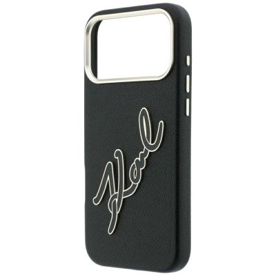6. Karl Lagerfeld Schutzhülle mit großem, glattem Harz-Logo für iPhone 18 Pro Max / 17 Pro Max – Schwarz