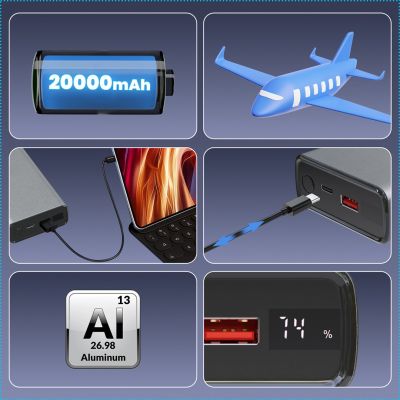 10. Extralink Powerbank EPB-126 20000mAh Silber, 45W PD, USB-C