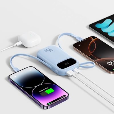5. Baseus EnerFill FC31 20000mAh 45W Powerbank mit Display, USB-C- und Lightning Kabeln – Blau