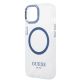 6. Guess Metal Outline MagSafe Hülle für iPhone 14 Plus – blau