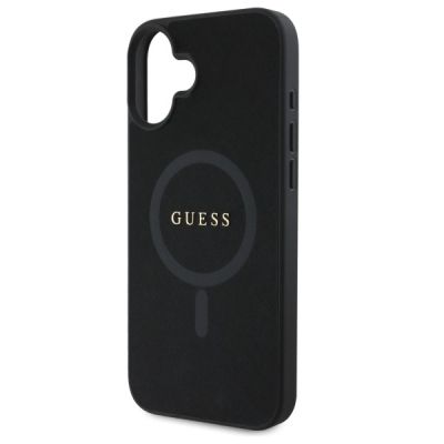6. Guess Saffiano Classic Logo MagSafe-Hülle für iPhone 16 – Schwarz