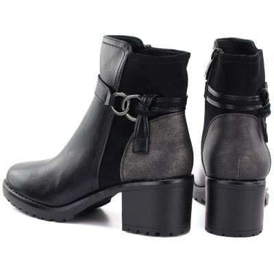 5. Gefütterte Damen-Ankle-Boots mit Blockabsatz, schwarz, Potocki SZ12873