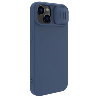 6. Nillkin CamShield Magnetische Silikonhülle iPhone 14 Plus Magnetische MagSafe-Abdeckung mit Kameraschutz Blau