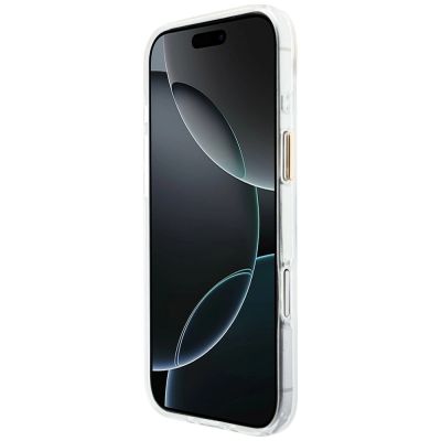 6. Guess IML Gradient Script Metal MagSafe Hülle für iPhone Air - Weiß