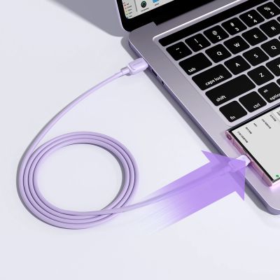 7. Joyroom Multi-Color Series A14 USB-A/USB-C 3A-Kabel 1,2 m – Lila