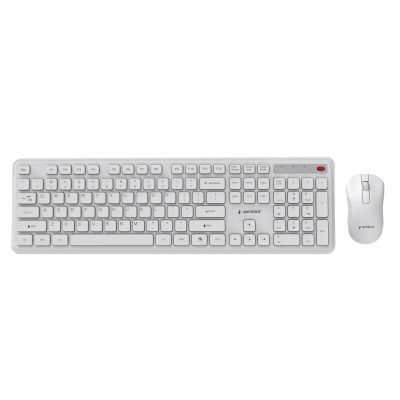 GEMBIRD Kabelloses Slim Pro Business-Schreibtisch-Tastatur- und Maus-Set, Weiß, US-Layout