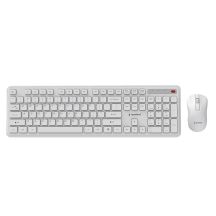 GEMBIRD Kabelloses Slim Pro Business-Schreibtisch-Tastatur- und Maus-Set, Weiß, US-Layout