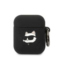 Karl Lagerfeld KLA2RUNCHK AirPods 1/2 Cover schwarz/schwarz Silikon Choupette Head 3D
