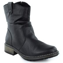 Gefaltete schwarze Damen-Lederstiefeletten Rieker Z6883-00
