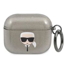 Karl Lagerfeld Glitzer Karl's Head Case für AirPods 3 – Schwarz