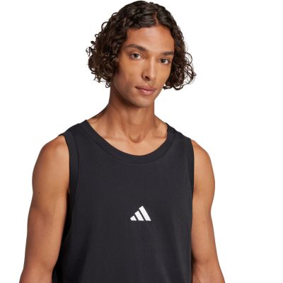 4. adidas Essentials Tanktop für Herren mit kleinem Logo, Schwarz, JE8986