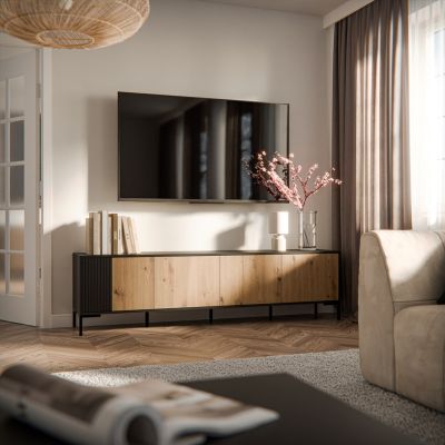 3. MERCI TV-Schrank 200x40x54 schwarz/Eiche Artisan