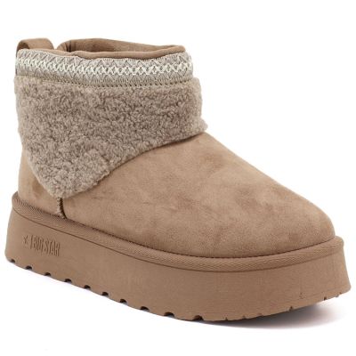 Big Star UU274169 Wasserdichte beige Plateau-Schneestiefel für Damen