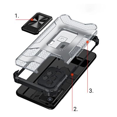 6. Crystal Ring Case robuste Kickstand TPU/PC Panzer Handyhülle Hard Case für Samsung Galaxy A72 4G rot