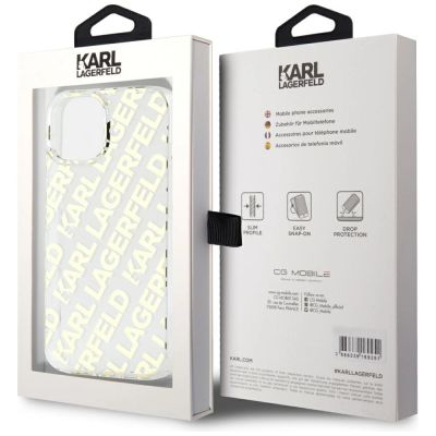 8. Karl Lagerfeld IML Fullover Logo Hülle für iPhone 15 / 14 / 13 – Gold
