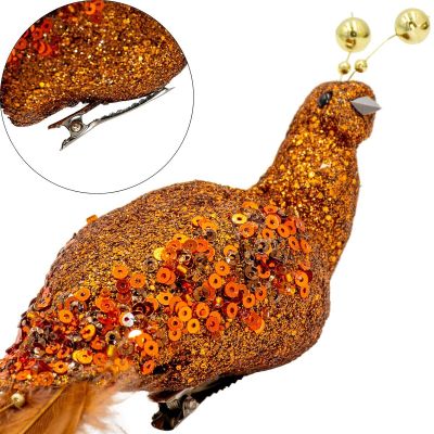 14. Dekorativer Vogel an einer Klammer, 38 cm, braun-kupferfarben