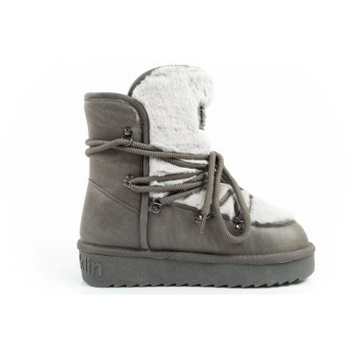 4. D.Franklin Damen Winter Schneestiefel, modisches Fellfutter, grau
