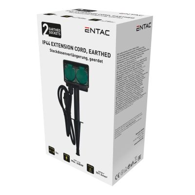 2. Entac ESE1.5G2-5-IP44S 5m Splitter 2 x Netzwerkdose für den Außenbereich Schwarz, Grün