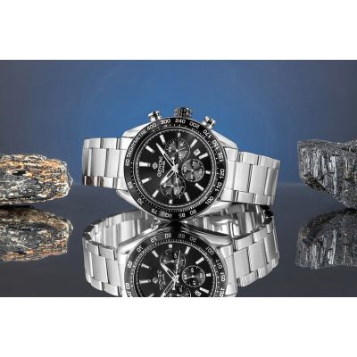 6. Giewont Herrenuhr Chronograph Saphir Silber Schwarz GW9580-B1