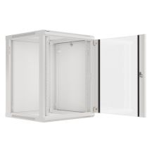 Lanberg WF01-6615-10S Rack-Schrank (15 HE; 769 mm / 600 mm / 600 mm; Wandmontage; Glas; 19 Zoll; grau)