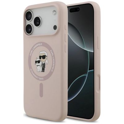 Karl Lagerfeld Silicone Karl&Choupette Ring MagSafe Hülle für iPhone 18 Pro Max / 17 Pro Max – Rosa