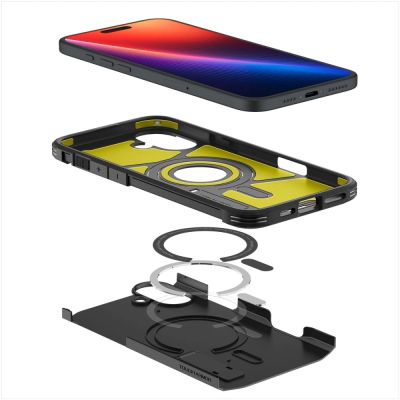 10. Spigen Tough Armor MagSafe Hülle mit Ständer für iPhone 16 – Schwarz
