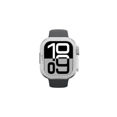 3. AmazingThing Titan Pro Metallgehäuse für Apple Watch 11 46 mm, Aluminium, Silber