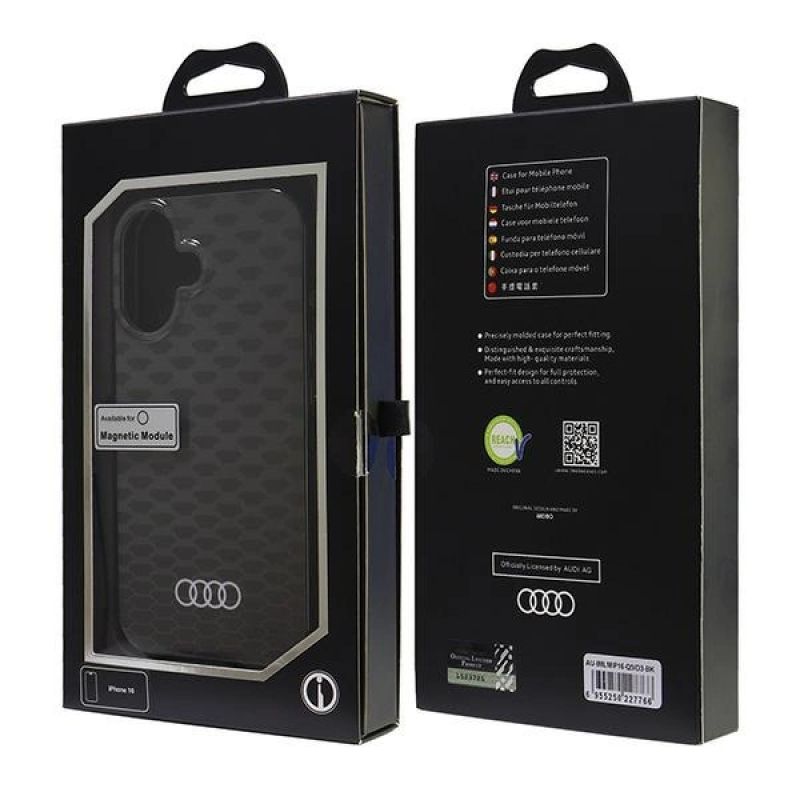 7. Audi IML Stitching Pattern MagSafe iPhone 16 6,1" schwarz/schwarzes Hardcase AU-IMLMIP16-Q5/D3-BK