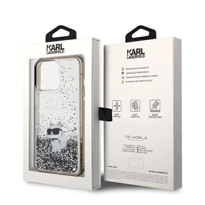 8. Karl Lagerfeld Liquid Glitter Choupette Hülle für iPhone 13 Pro Max – transparent