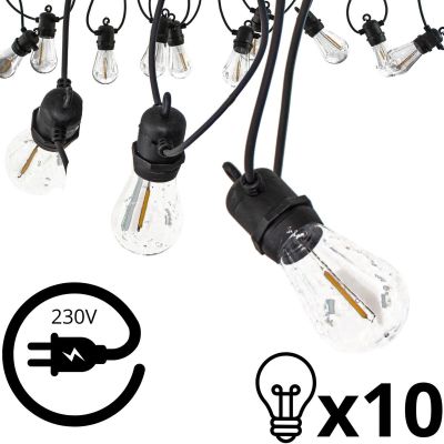 9. Party-Lichterkette für den Außenbereich, 10 Glühbirnen, 10 LEDs, 8 m, 230 V