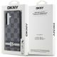 9. DKNY Lederhülle mit kariertem Monomuster und bedruckten Streifen für Samsung Galaxy S24+ – Schwarz