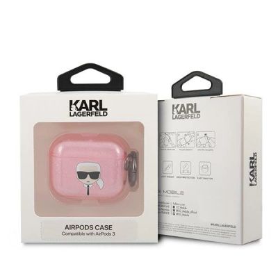 3. Karl Lagerfeld Glitzer Karl's Head Case für AirPods 3 – Pink