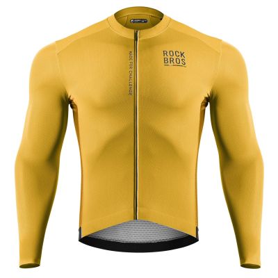 Rockbros 15120015023 ROAD TO SKY Herren-Radtrikot mit langen Ärmeln, Größe S – Gelb