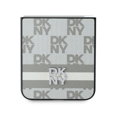 5. DKNY Checkered Pattern Printed Stripes Hülle für Samsung Galxy Z Flip 6 – Beige