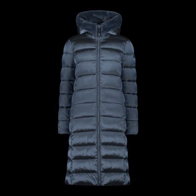 5. CMP Damen Winterjacke mit Kapuze, Langer Isoliermantel, Marineblau (34K0046F/L635)