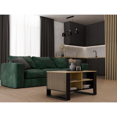 4. Moderner 4-teiliger Couchtisch, schlank, handgefertigt, schwarze Beine