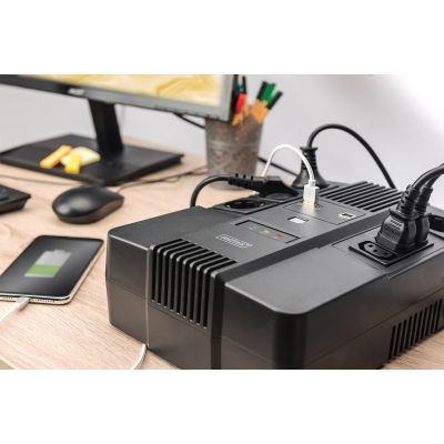 9. USV Line-Interactive 600 VA/360 W A VR 4x SCHUKO 3x IEC C13 1x USB A 1x USB B RJ45
