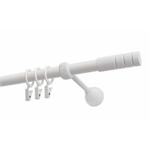 Einläufige Gardinenstange Ø 19 mm Weiß 160 cm TECHNO mit Ringen KOWALSKI