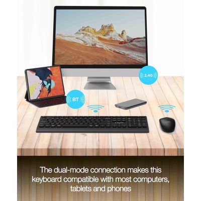 11. GEMBIRD Kabelloses Tastatur- und Maus-Set mit Dual-Modus, 2,4 GHz + Bluetooth, schlank, US-Layout, Schwarz